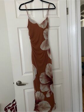 Rust Floral Slip Dress with Spaghetti Straps